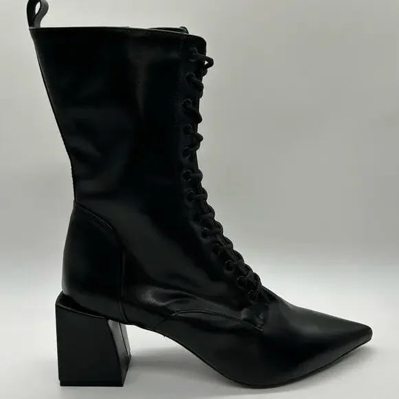 FOXBLOOD Boots Womens 11 Black Wide Calf Ghost Host Boots Witchy Goth NEW - Picture 5 of 13